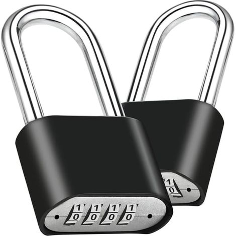 cadenas à combinaison robustes à 4 chiffres, étanches, à anse longue, pour clôtures, armoires, abris de jardin, salles de sport. (1/4)