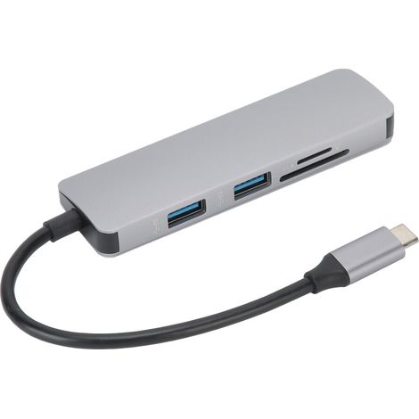 Hub USB pour ordinateur portable, multiport, en alliage d'aluminium, adaptateur de transmission étendu, vitesse de transmission de 5 Gbit/s, rétrocompatible, composants de transfert de données haute v