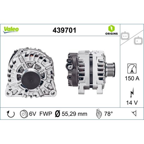 Alternateur Valeo 439701 CITROËN 1606859180 1609957280 1623862880 5702J9 5705KV