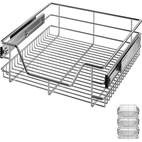 CASARIA® Tiroir télescopique de rangement pour armoire cuisine réfrigérateur 30cm/40cm/50cm/60cm tiroir de cuisine métal  50cm.Set de 3