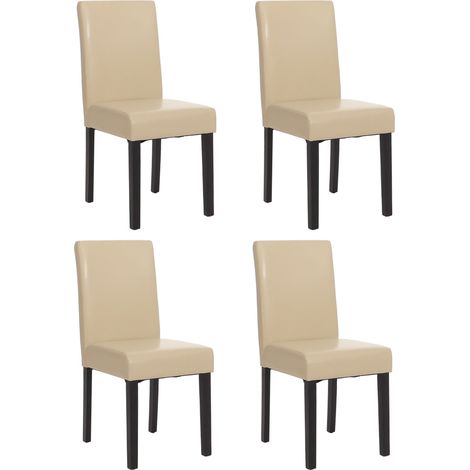 Set 4x sedie Littau ecopelle sala da pranzo 43x56x90cm avorio piedi scuri (1/5)