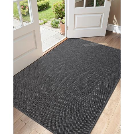 Ultrafin Paillasson Interieur Entree 90 x 150 cm, Tapis Entrée Intérieur Antidérapant, Lavable en Machine, Tapis de Porte pour Entrée, Couloir, Gris Foncé, Emballage Plié (1/5)