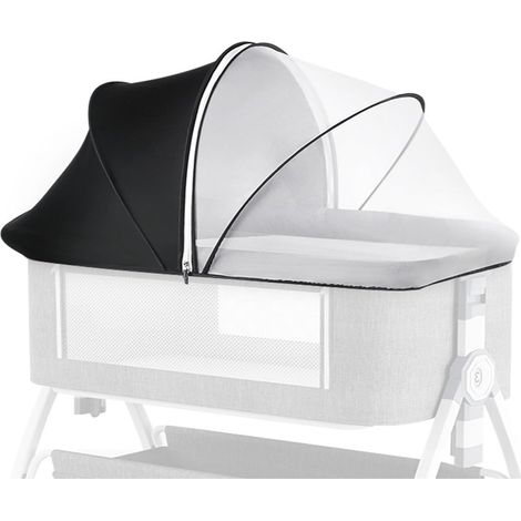 Liemuao Moskitonetz für Kinderbetten, universelles Babybett-Moskitonetz mit Sonnenschutz, Reisebett-Moskitonetz mit Reißverschluss, UV- und Insektenschutz für Babys (Schwarz)