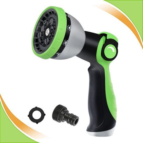 Spruzzatore da giardino 2022, ugello a spruzzo professionale ad alta pressione, 10 modalità di spruzzo regolabili - Lavaggio auto, lavaggio animali domestici e irrigazione del prato - Verde (1/4)