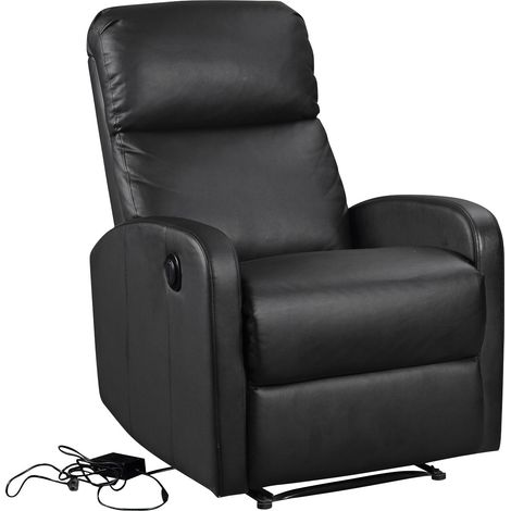 Happy Garden – Fauteuil électrique inclinable relax noir – Inclinaison motorisée – Dossier et assise épais – Structure bois et métal – Poids max 200kg
