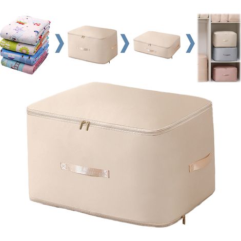 Sac de Rangement Compressé Andrew Online Grand Modèle 54x42x30cm Anti-poussière et Humidité pour Couettes Vêtements Jaune Abricot (1/4)