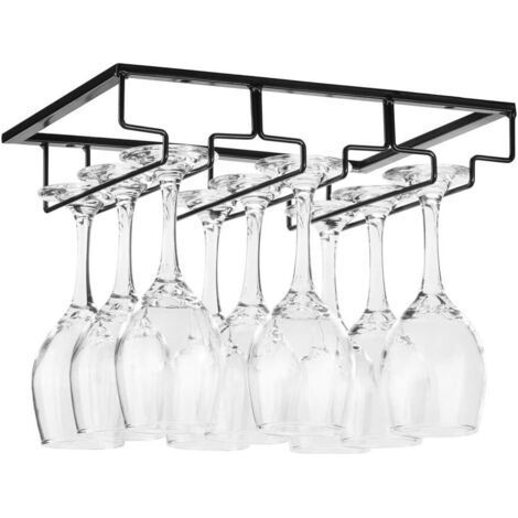 LAN Unterbau-Weinglasregal – Metall-Glashalter mit Schrauben, 3-stöckiges Edelstahl-Regal für Küche, Bar, Restaurant, Schwarz (1/5)