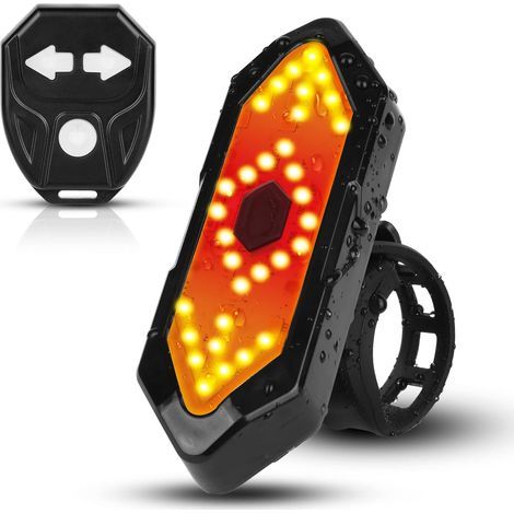 Fanale posteriore per bicicletta, luce posteriore per bicicletta con indicatore di direzione e telecomando wireless, luce posteriore per bicicletta, ricaricabile tramite USB (1/5)