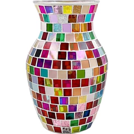 Vase en Mosaïque, Vases Décoration D'intérieur, Vases Verre Vintage, Vase à Fleurs en Verre, Décoration Vasen Moderne pour Salon Chambre Table Wedding Party Office (Coloré) (1/5)