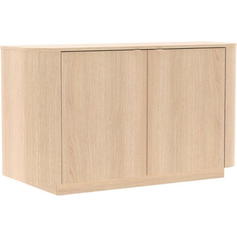 Buffet 2 portes aspect chêne clair design coins arrondis - ADILL (1/5)