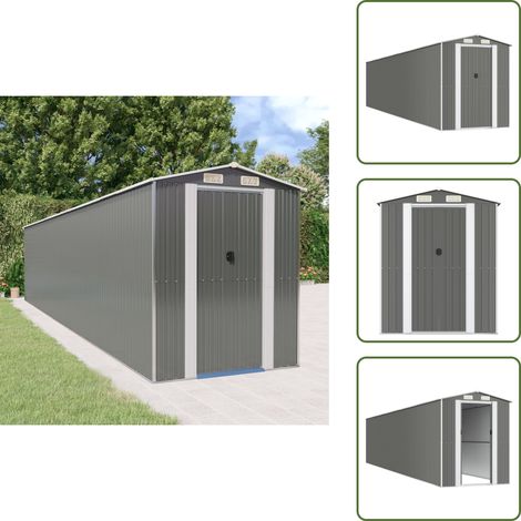 Geräteschuppen Hellgrau 192x938x223 cm Verzinkter Stahl - Gartenschuppen - Gerätehaus - Werkzeuglager - Outdooraufbewahrung - Gartenorganisation (1/5)