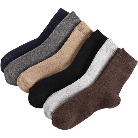 Chaussettes Randonnée - Laine Mérinos Mélangée Coton - Pour Femme - Chaudes Respirantes Élastiques - Taille US 6 à 10 - Lot de 6