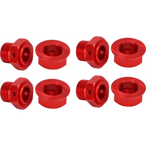 Ensemble de 4 moyeux hexagonaux de roue RC professionnels en alliage d'aluminium, étanches à la poussière, pour accessoires de voiture RC (rouge). (1/5)