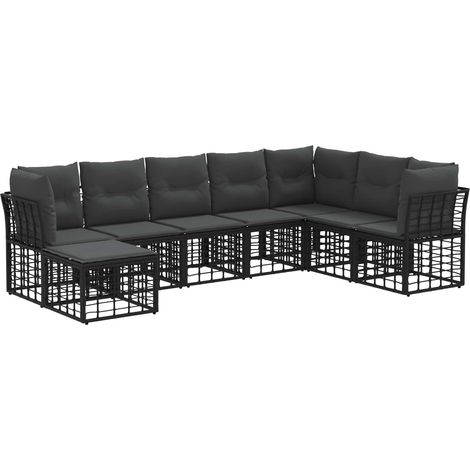 Outdoor-Sofagarnitur Schwarz Polyester vidaXL