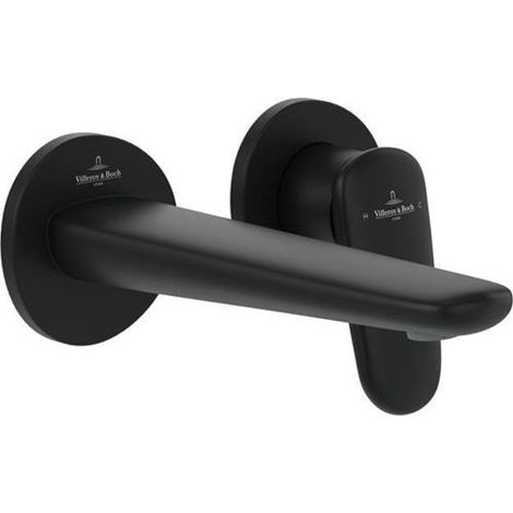 villeroy boch Villeroy & Boch miscelatore monocomando lavabo a due fori Antao TVW111002000, 185 x 115 x 223 mm senza piletta di scarico, Matt Black, TVW111002000K5