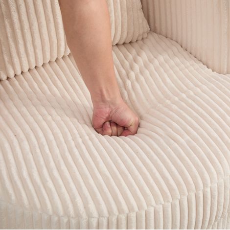 Set de 2 sillones giratorios 360° de pana beige con almacenaje bajo el asiento HOMVRA (1/5)