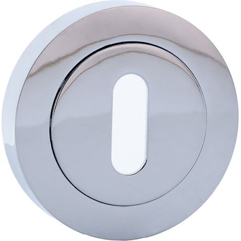 Bocallave roseta redonda cromo brillo zamak para puertas (1/3)