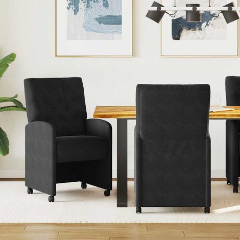 Esszimmerstühle mit Rollen 2 pcs Schwarz 58 x 67 x 97 cm Samt