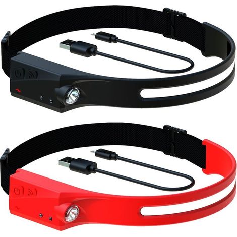 Lamp headlamp elegant Rechargeabledirigelampe headlamp 230°Lamp headlamp adult to harness high power, black and red (1/5)