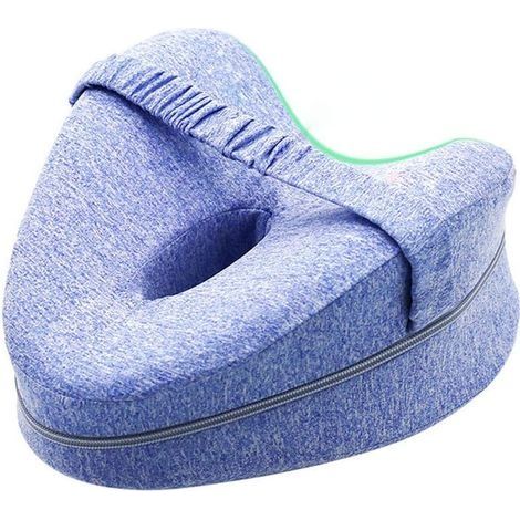 Coccyx Oreiller Ergonomique Jambe Oreiller Côté Dormir Mémoire Oreiller Circulatoire Orthopédique Oreiller Genou Lavable Côté Dormir Taie D'oreiller Oreiller Anti-Stress - Bleu (1/5)