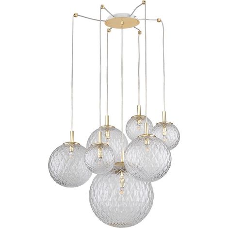 Lustre CADIX 7xG9 6W verre métal doré grand TK-Lighting (1/5)