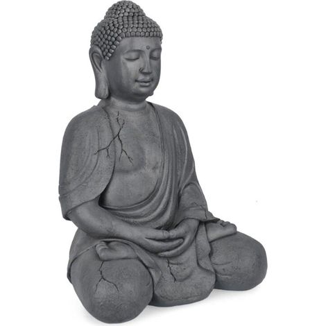 Statuetta di Buddha seduto "Pattaya" in Fibra di Vetro e Argilla, decorazione per uso esterno -52 x 71 cm (1/2)
