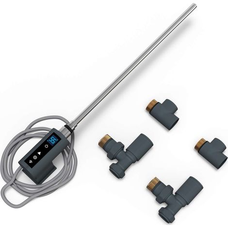 INOW - Dual Fuel Towel Rail Kit 300w Thermostatic WIFI Anthracite (1/2)
