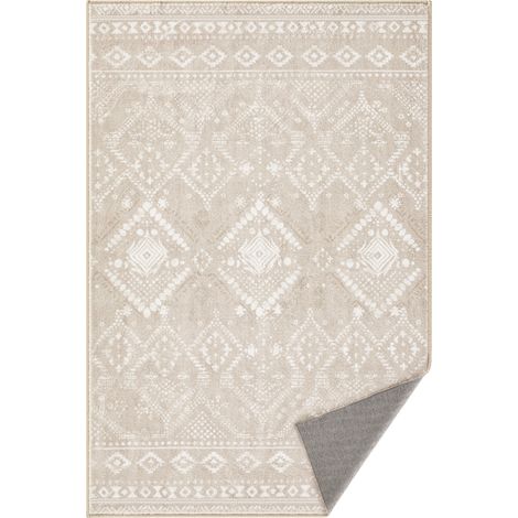 Tapis Décoratif, Tapis de Chambre 61 x 92 cm, Tapis de Salon, Tapis antidérapant, pour Salon, Lavable en Machine, Style Bohème, Beige Cappuccino (1/5)