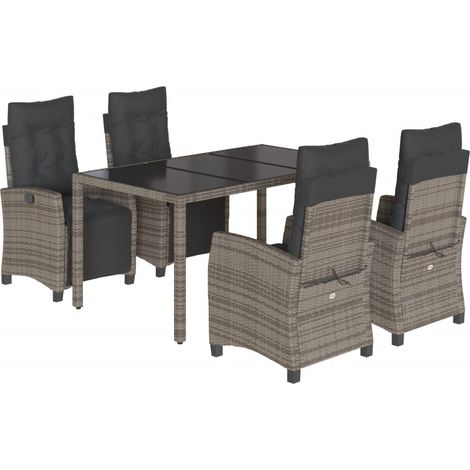 Maison Exclusive - Set comedor de jardín 5 piezas con cojines rat (1/5)