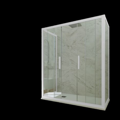 Box doccia scorrevole 3 lati 75x140x75 cm Bianco Star Trio