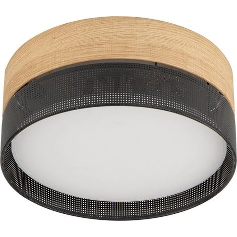 [NEUWERTIG] B-Ware Deckenleuchte Nicol Lampe Schwarz Holzoptik E27 LED 4-flammig Ø 50 cm Leuchte (1/2)