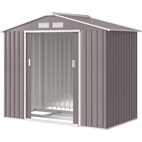 Abri jardin portes coulissantes 2,13x1,30x1,85 m métal gris (1/5)