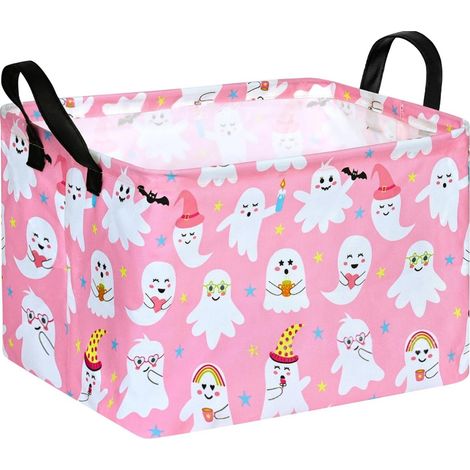 Panier de rangement fantôme d'Halloween, panier à linge pliable avec poignées, coffre à jouets pour chambre d'enfant, décoration intérieure 2-45x30x28cm (1/5)