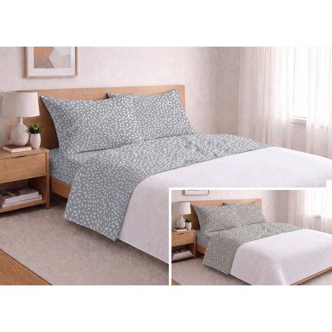 Completo Lenzuola Letto In 100% Cotone Made Italy Disegno Mosaico, misuraMatrimonialecoloreBeige (1/5)