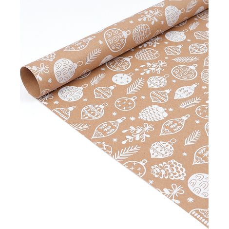 Papier cadeau de Noël (0,43 x 10 m), rouleau de papier cadeau grand format, papier kraft vintage.