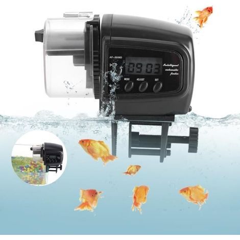 Distributeur de nourriture pour poissons - CHE - Écran LCD - Minuterie automatique - Fonctionne sur 2 x AAA (1/3)