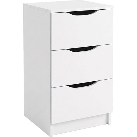 Brücken-Kommode, 3 Schubladen, Gleitschiebetür, Gleitschließung, 71x40x40h cm Weiß