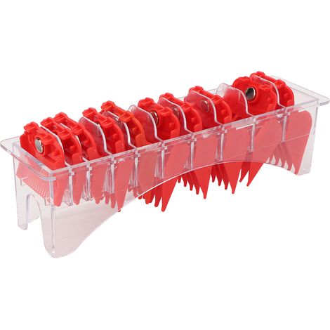 Lot de 10 peignes de guidage rouges pour tondeuse à cheveux professionnelle, avec boîte de rangement (1/5)