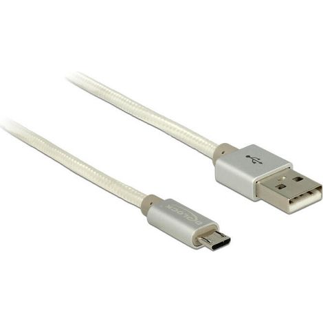 Usb cable delock a - micro-b m/m 1.00m blanco textilmantel (1/2)
