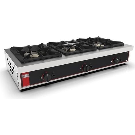 Réchaud inox à gaz PRO 3 feux 3 x 7000 W, à poser, 21 000 W, GAZ