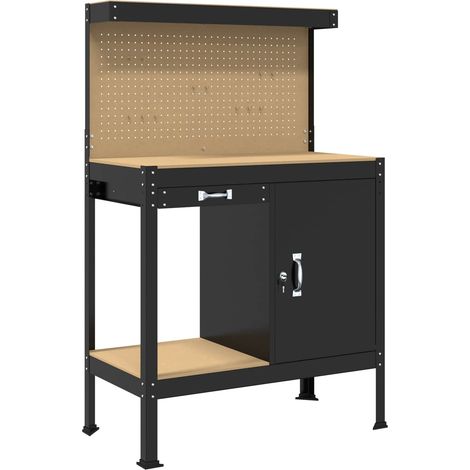 Banco da lavoro con cassetto con blocco Nero 90 x 49 x 141 cm vidaXL