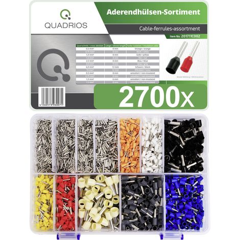 Quadrios 201711C002 Aderendhülsen-Sortiment  Teilisoliert Weiß, Schwarz, Grau, Blau, Rot, Gelb, Weiß (1/3)