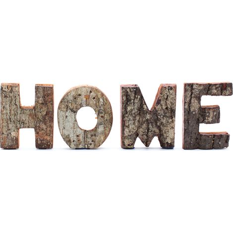 Ensemble de Lettres en Écorce Rustique - HOME (4) - 7cm- Vendu par 4