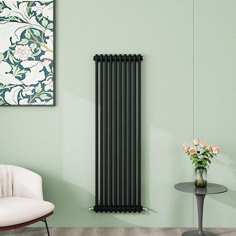 AICA 1500x470mm 2 Column Vertical Black Radiator Central Heating Cast Iron Style