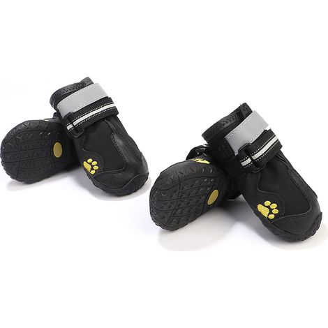 Bottes pour chiens imperméables, antidérapantes et réfléchissantes avec semelle en caoutchouc, idéales pour l'extérieur (noires). (1/5)