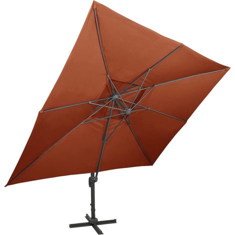 Maison Exclusive - Ampelschirm mit Doppeldach Terrakotta 400 x 30