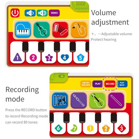 Tapis de danse pour enfants, tapis musical avec piano, clavier musical tactile, tapis de danse (1/5)