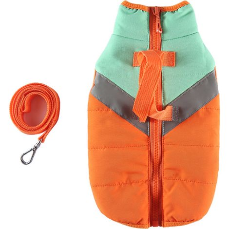 1 manteau pour chien avec harnais, veste polaire zippée imperméable, doublure chaude en laine et coton, réfléchissante, pour chiots et chiens adultes (1/5)