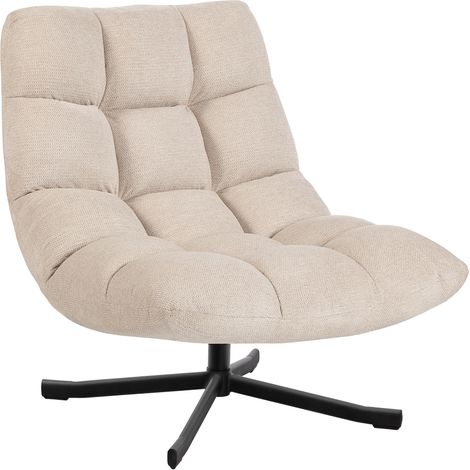 Fauteuil Salon sans Accoudoirs, Chaise Pivotante en Tissu Chenille, Assise Large, 75 x 95 x 90 cm, Crème (1/5)