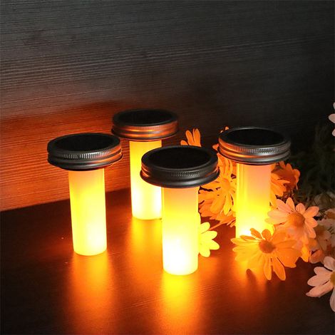 Couvercle solaire pour bocal (lot de 4) avec lampe à flamme (sans bouteille en verre), LED S-AquaForge (1/4)
